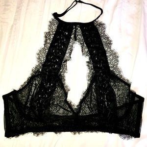 Victoria’s Secret Black Lace Halter Top Bralette - M